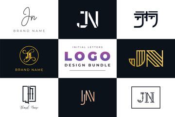 Initial letters JN Logo Design Bundle