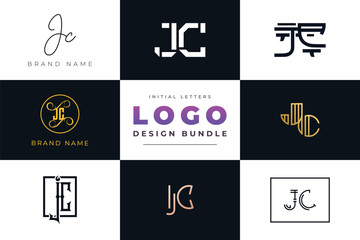 Initial letters JC Logo Design Bundle