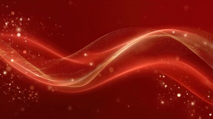 Abstract Red and Gold Wave Design