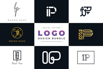 Initial letters IP Logo Design Bundle
