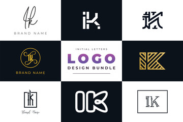 Initial letters IK Logo Design Bundle