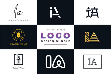 Initial letters IA Logo Design Bundle