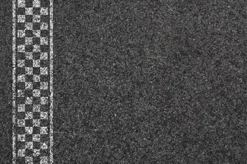 Gordijnen Formule 1 Finish line. Asphalt road racing texture background. Top view. Formula one finishing concept. First place.  © Philip