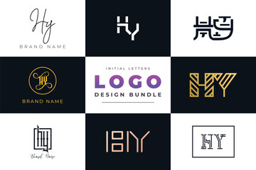 Initial letters HY Logo Design Bundle