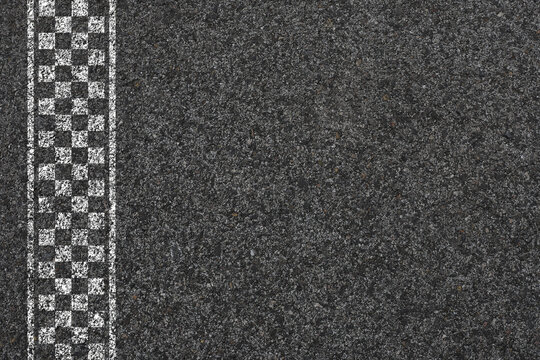 Finish line. Asphalt road racing texture background. Top view. Formula one finishing concept. First place. - Powered by Adobe