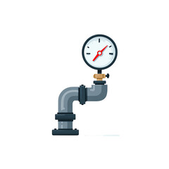 Pipe and Pressure Gauge: A detailed illustration of a pipe system, complete with a pressure gauge, showcasing the functionality and design in a clean, graphic style.