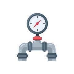 Pressure Gauge on Pipe: A detailed illustration of a pressure gauge mounted on a pipe, showcasing industrial precision and functionality.