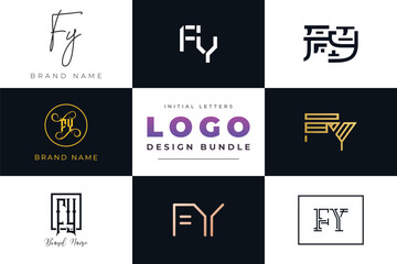 Initial letters FY Logo Design Bundle