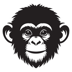 Fototapeta premium Vector drawing of a chimpanzee set silhouette and vector chimpanzee line art