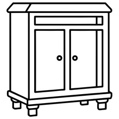 Cabinet line art vector