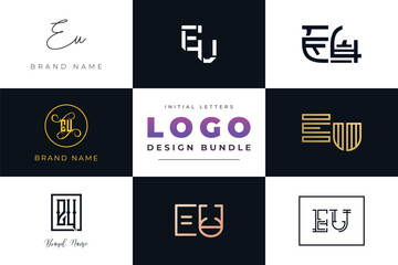 Initial letters EU Logo Design Bundle