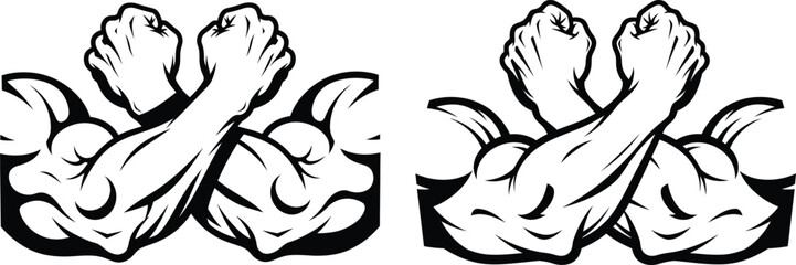 Naklejka premium Muscular Arms Art Displaying Power, Strength, and Fitness Concept Design Elements