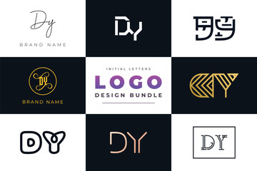 Initial letters DY Logo Design Bundle