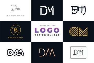 Initial letters DM Logo Design Bundle