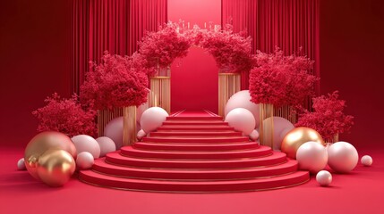 Red Carpet Stage Design for a Celebration