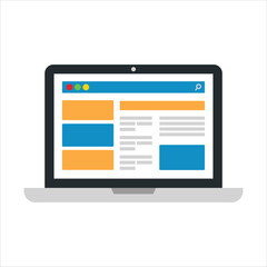 Laptop with Website Vector Illustration Web Development