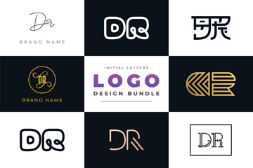 Initial letters DR Logo Design Bundle