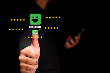 A hand shows a thumbs-up with a digital 