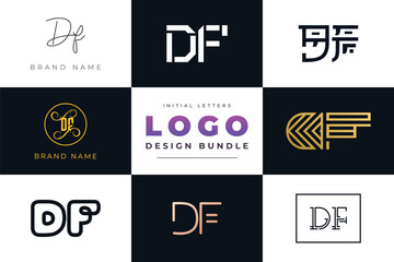 Initial letters DF Logo Design Bundle