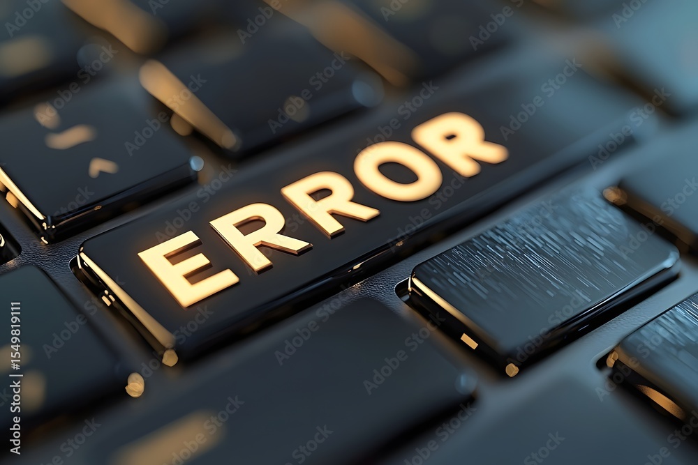 Poster Close-Up View of Error Key on Modern Computer Keyboard Surface