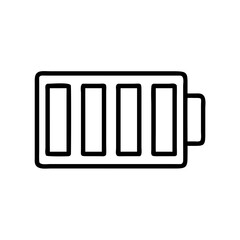 Full Battery Icon Silhouette | Power Charge Level Vector PNG | Energy Symbol Graphic for Mobile, Tech, Devices, Charging, UI & Digital Design