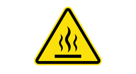 Warning Sign: Yellow Triangle with Black Hot Surface Symbol