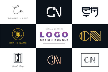 Initial letters CN Logo Design Bundle