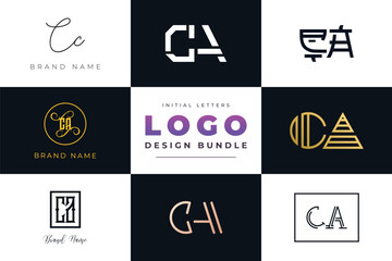 Initial letters CA Logo Design Bundle