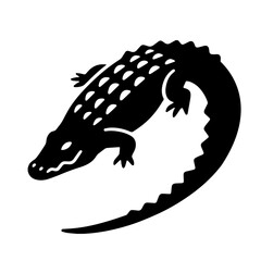 Black alligator silhouette vector illustration on white background