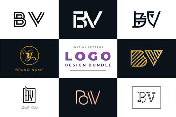 Initial letters BV Logo Design Bundle