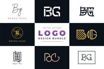 Initial letters BG Logo Design Bundle