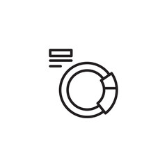 A clean line art icon features a donut chart with one segment highlighted, positioned next to a minimalist representation of horizontal bars. This suggests the visualization.