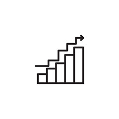 A minimalist line art icon illustrates a bar chart with an upward trend. 