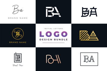 Initial letters BA Logo Design Bundle