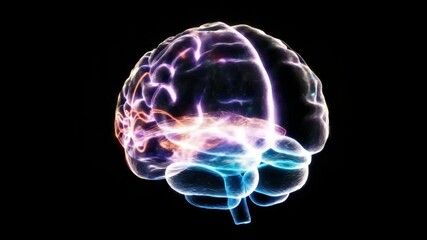 Glowing neural pathways: dynamic visualization of electric brain activity over time - Powered by Adobe