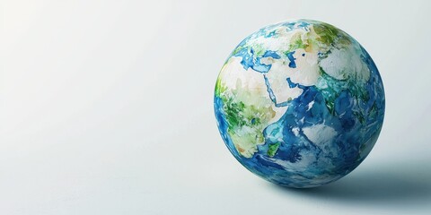 Obraz premium Watercolor-painted Earth, blending soft blues, greens, and whites beautifully