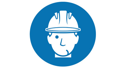 Mandatory Hard Hat Symbol: White Icon on Blue Circle Background