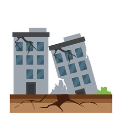 Earthquake Damage Illustration Set - Cracked Buildings and Ground