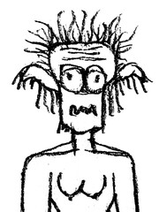 Sketchy monster with sad expression hand drawn illustration