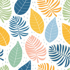 Fototapeta premium A close up of a pattern of leaves and flowers on a white background