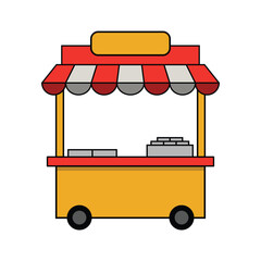 Street Food Stall Vector Illustration. Market Stall Booth Flat Design