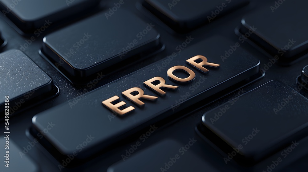 Poster close-up of keyboard key showing error message in bold bronze finish
