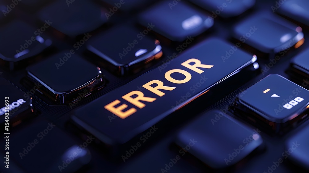 Poster Close-up View of Computer Keyboard Key with the Word Error Highlighted
