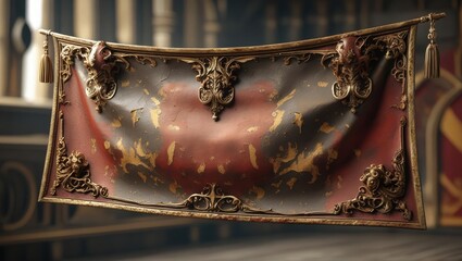 Elegant Vintage Gold Ornamental Banner Frame – Blank Classic Design