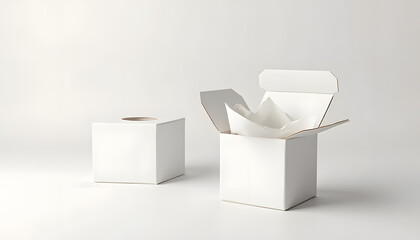 Realistic White Cardboard Gift Box Mockup