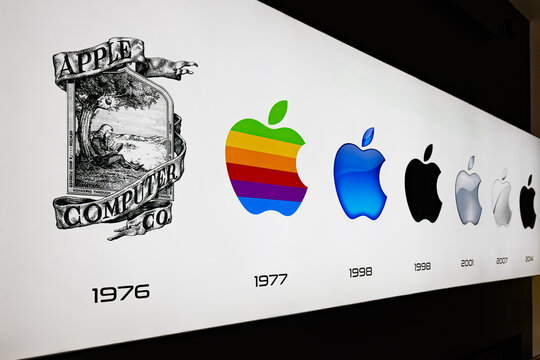 Apple Logo Evolution, Historical Design Display