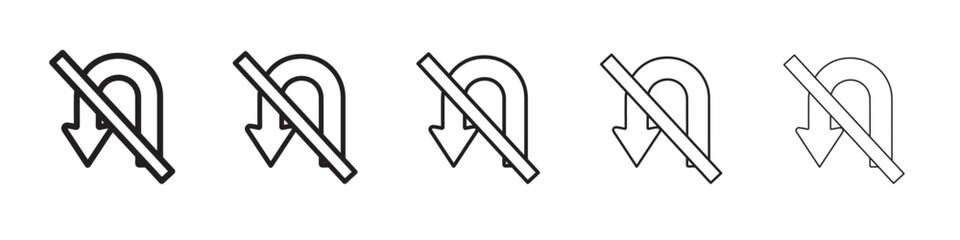 No U turn sign icon vector illustration isolated