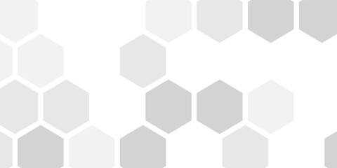 Honeycomb hexagonal seamless pattern. Gray, black, white beehive background. Gradation color. Honeycomb, bees hive cells pattern. Grid design, vector background.