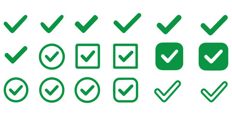 Checkmark icon. Verified checkmark icon set. Vector illustration