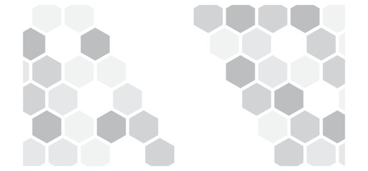 Honeycomb hexagonal seamless pattern. Gray, black, white beehive background. Gradation color. Honeycomb, bees hive cells pattern. Grid design, vector background.